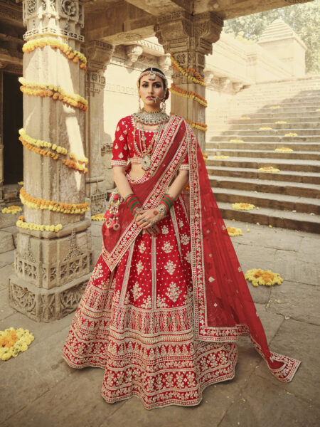 Red Silk Bridal Lehenga Choli