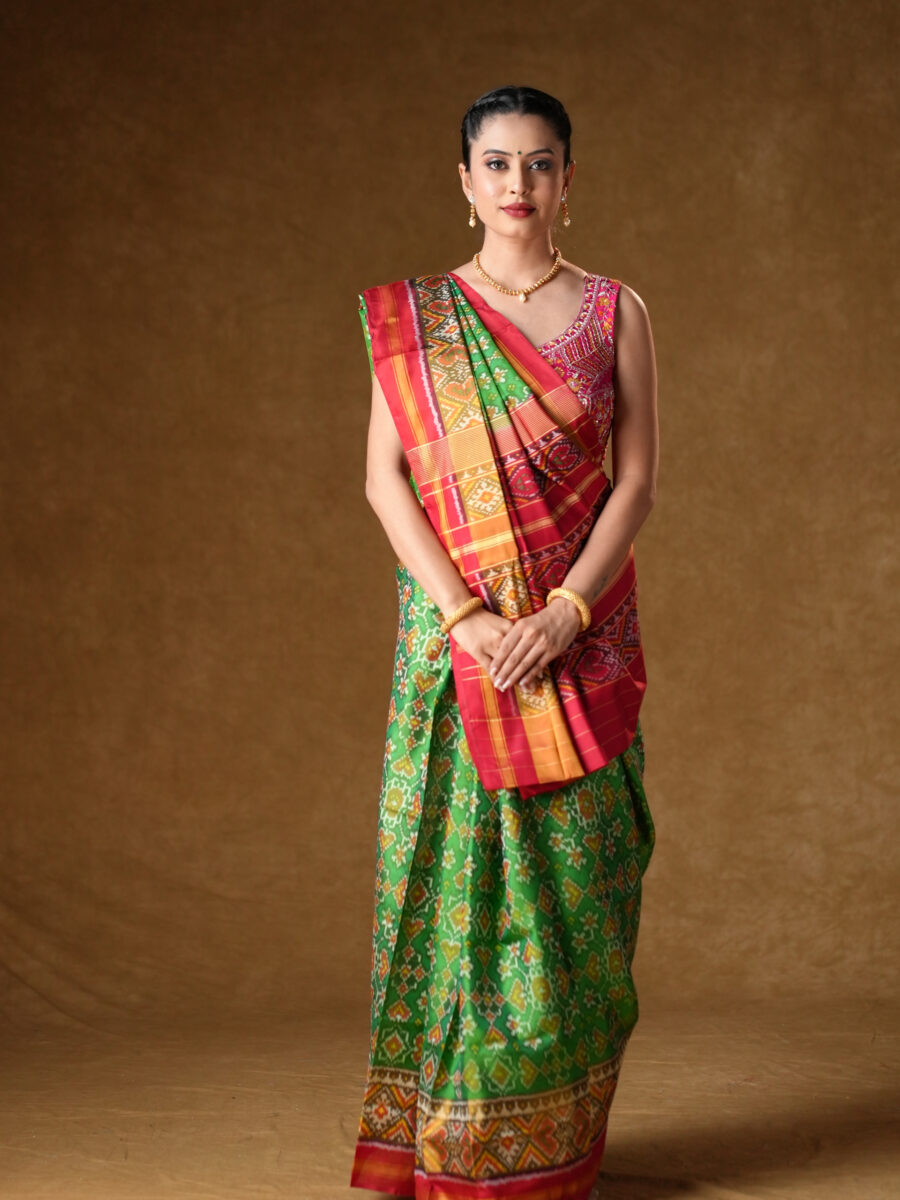 Traditional Pure Silk Green Patola Saree