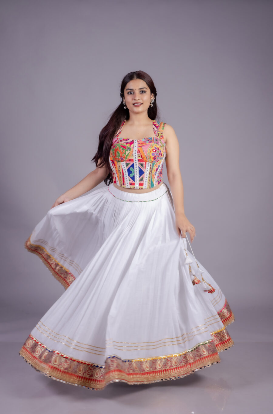 White Corset Navratri Chaniya Choli