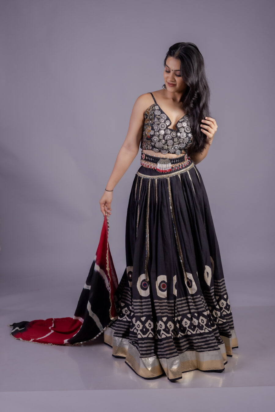 Black Designer Navratri Chaniya Choli - Image 4