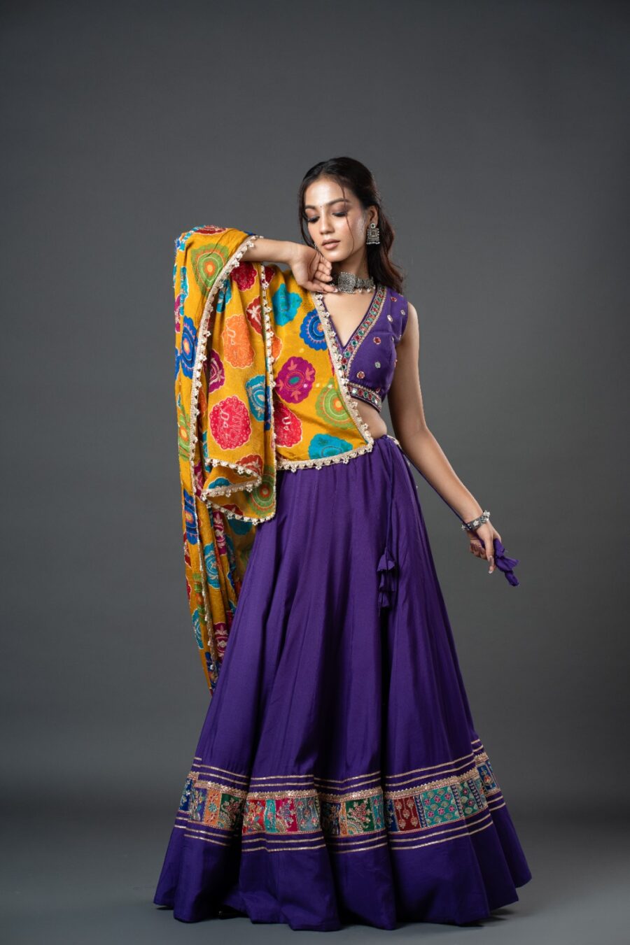 Designer Purple Chaniya Choli - Image 2