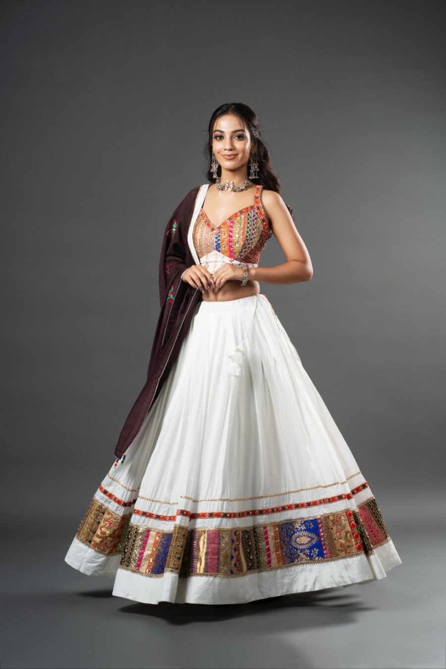 White Navratri Chaniya Choli