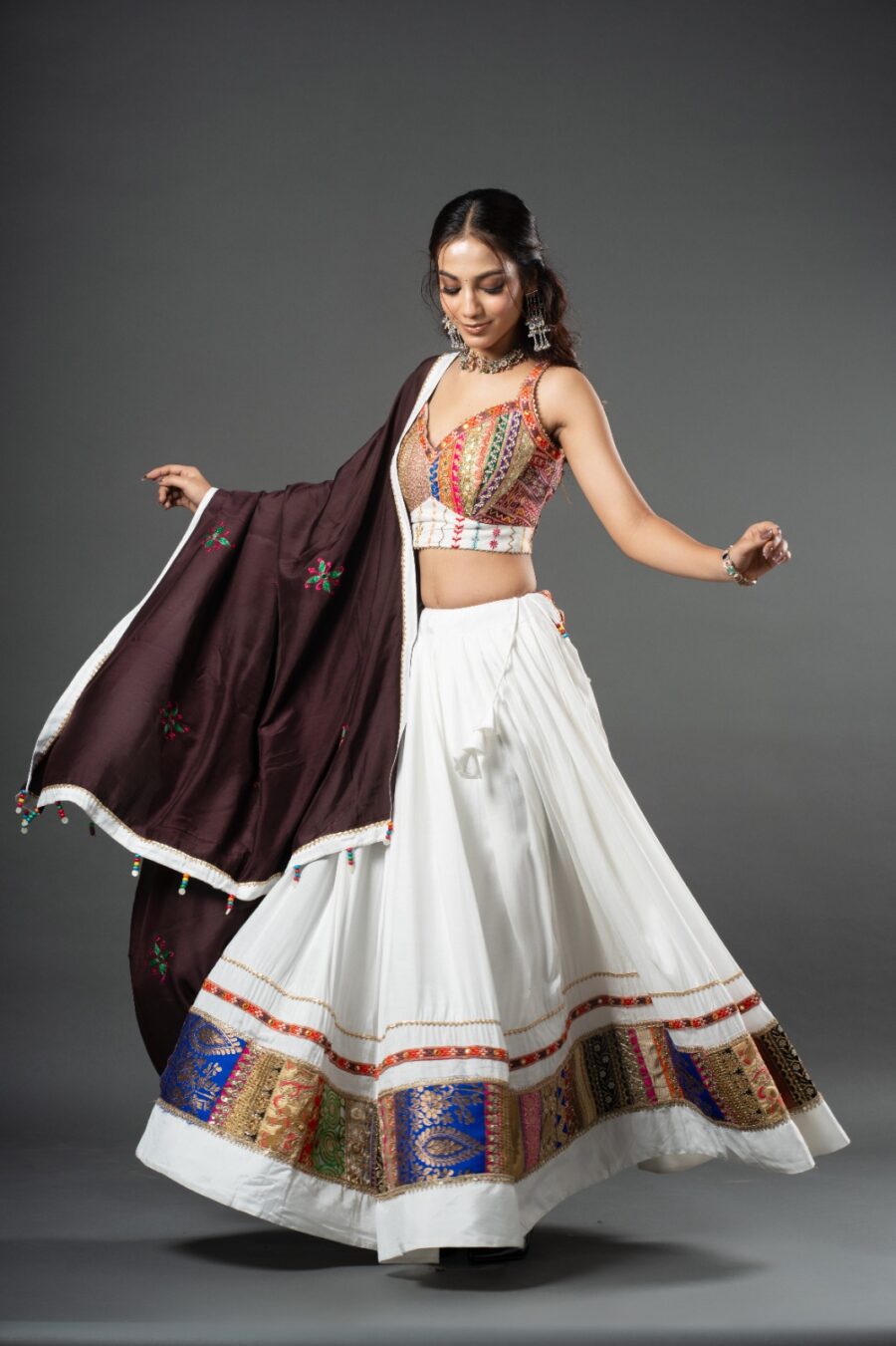 White Navratri Chaniya Choli - Image 2