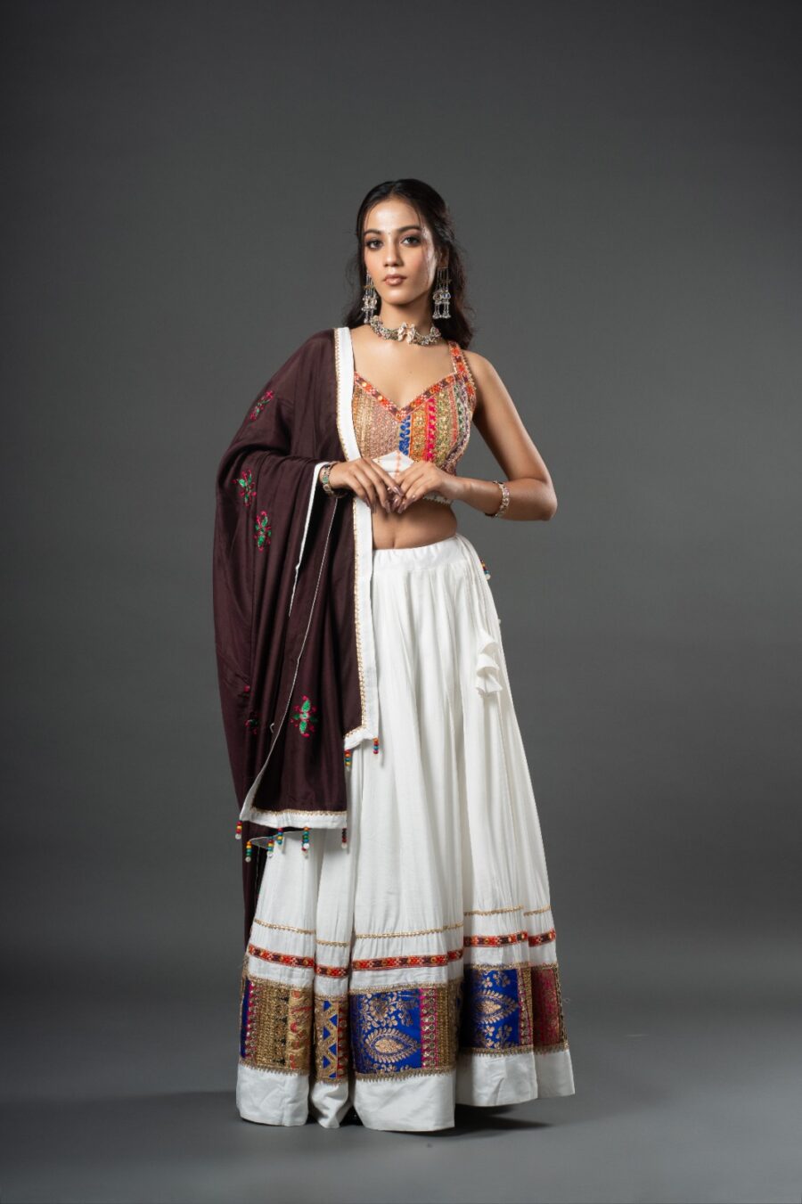 White Navratri Chaniya Choli - Image 3