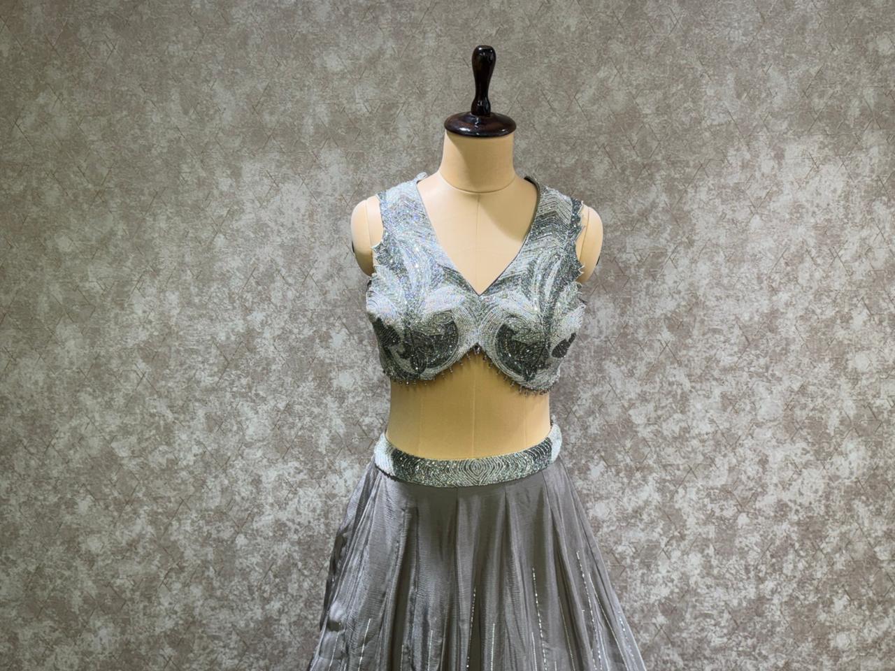 Silver Mist Embroidered Lehenga Set - Image 3