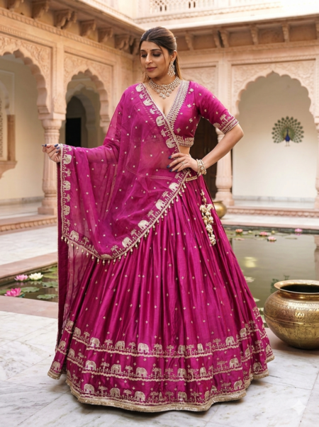 Regal Wine Radiance Lehenga Set