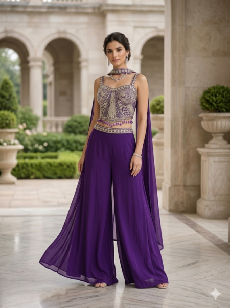 Violet Empress Caped Palazzo