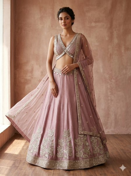 Blush Grace Embroidered Lehenga Set