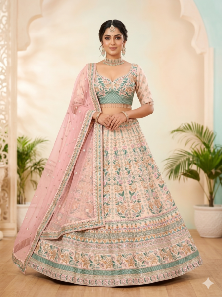 Blush Pink Garden Lehenga Set