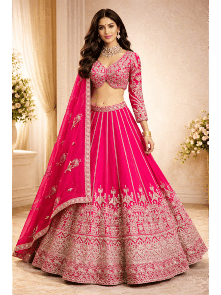 Rani Pink Regal Embroidered Lehenga Set
