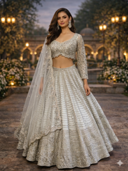 Moonlit White Lehenga Set