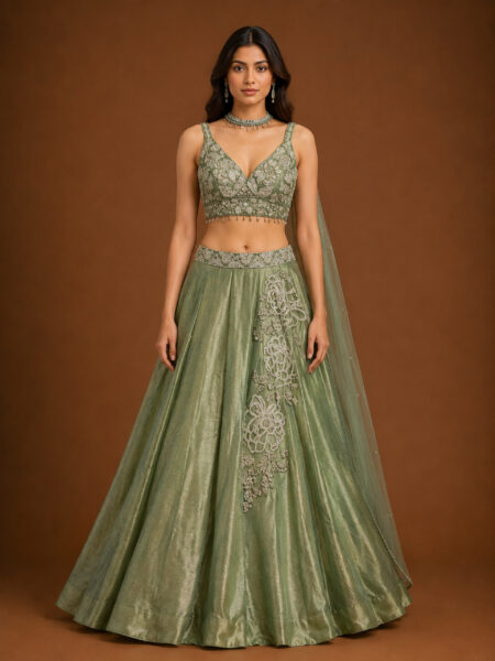 Sage Meadow Organza Lehenga Set