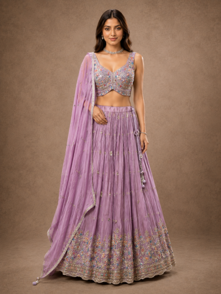 Lavender Floral Lehenga Set