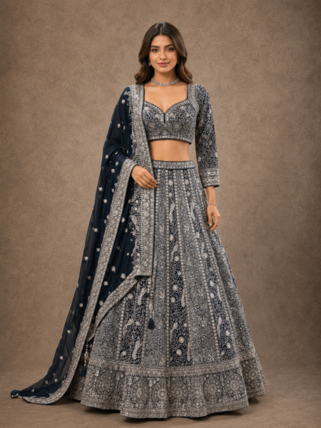 Midnight Ornate Black Lehenga